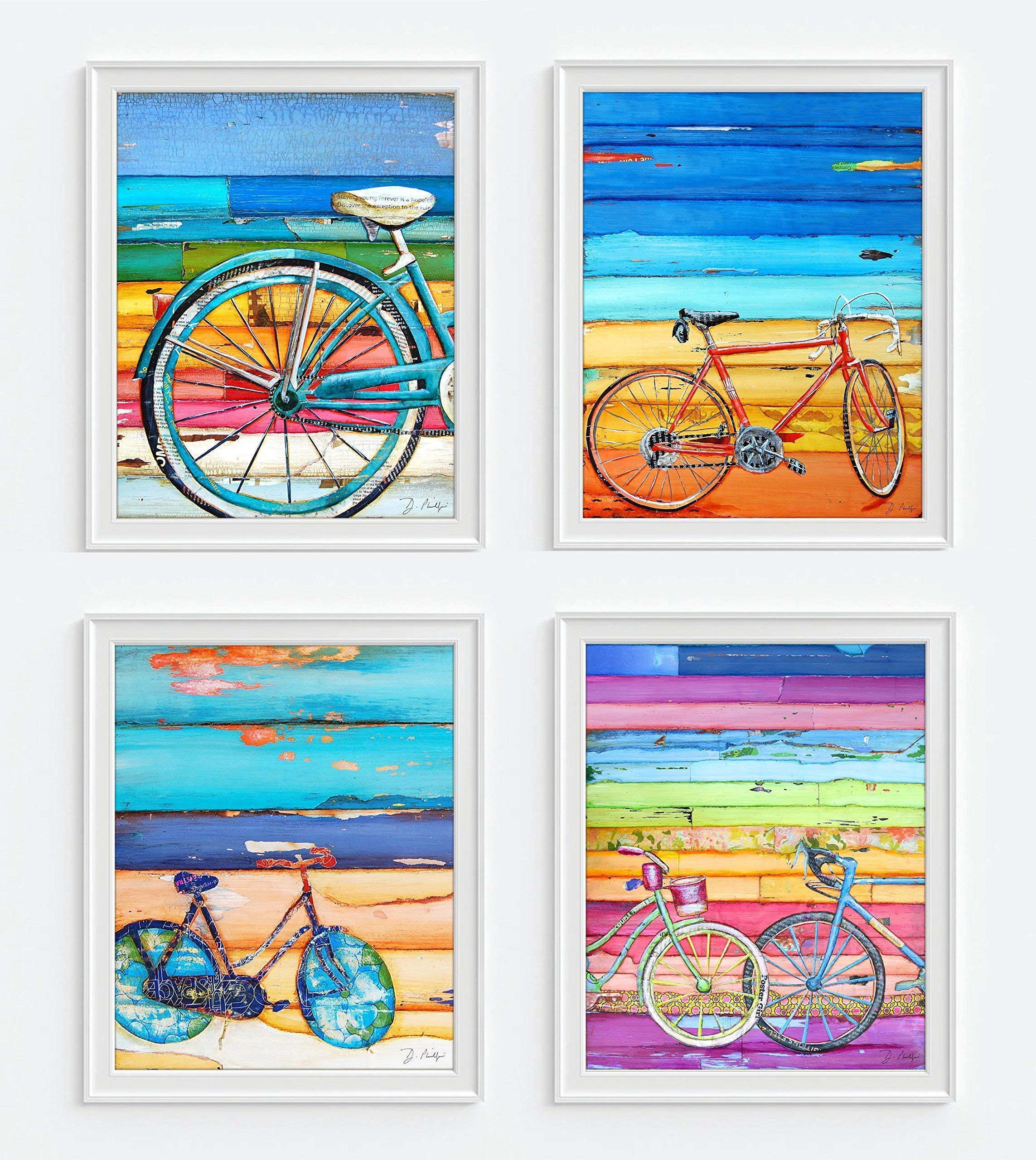 Amazon.com: Bicycle Art Prints, Set of 4, By Danny Phillips